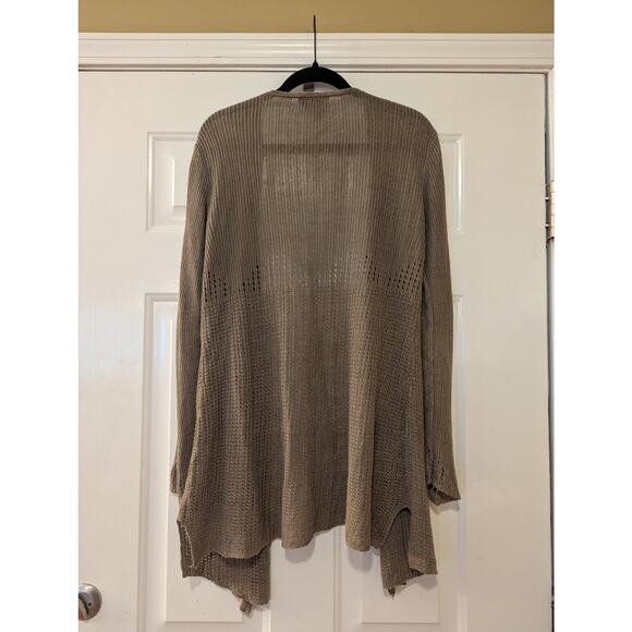 Lauren Ralph Lauren 100% Linen Open Knit Drape Cardigan- Size M- Olive Green - Picture 6 of 6